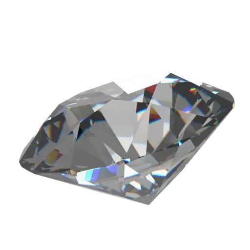 a rotating gray diamond with speckles of rainbow in its refractions