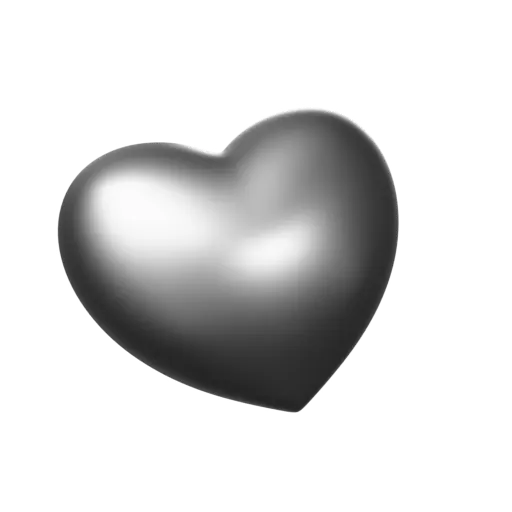 a rotating metallic gray love heart